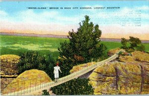 Swing Along Bridge Rock City Gardens Lookout Mountain Georgia Postcard