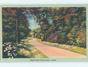 Linen GREETINGS FROM POSTCARD Corea Maine ME ho5946