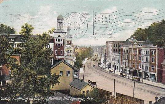 Arkansas Hot Springs Looking Up Central Avenue 1908