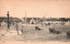 Vintage Postcard 1910's La Place De La Concorde Paris France