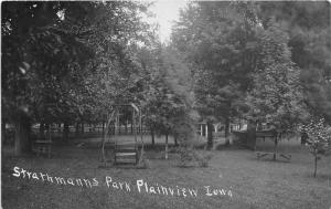 Davenport-Plainview Iowa~Strathmanns Park View~Wooden Swing~Pavilion~c1910 RPPC