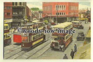 tm5579 - Tram & Buses in Coventry City Centre in the late 30's - art postcard