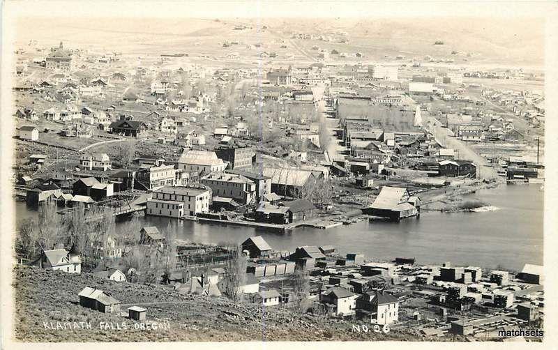 1920's KLAMATH FALLS, OREGON RPPC Birdseye Postcard 1246