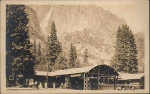 Yosemite National Park Lodge Covered Car Entrance c1920s Real Photo Postcard