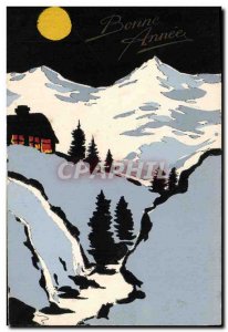 Old Postcard (hand drawing) Mountain