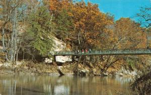 PARKE COUNTY, IN Indiana  SUSPENSION BRIDGE~SUGAR CREEK  c1960's Chrome Postcard