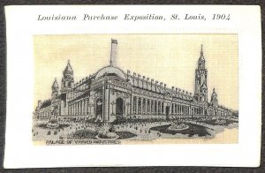 ST. LOUIS WORLD'S FAIR EXPO VARIED INDUSTRIES SILK NOVELTY POSTCARD (1904) !!