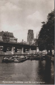 Netherlands Rotterdam Kolkkade met St Laurenstoren Vintage RPPC C183