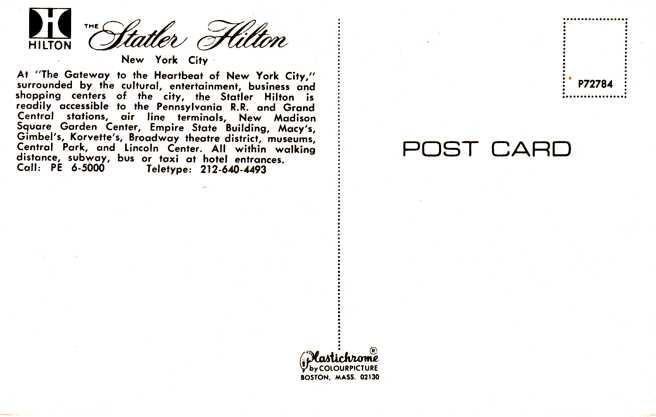 The Statler Hilton Hotel - New York City