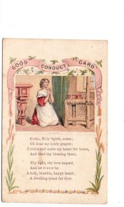 Christian Good Conduct Card, Young Girl Praying