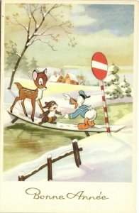 PC DISNEY, DONALD DUCK AND BAMBI, Vintage Postcard (b35869)