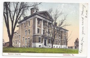 Lancaster PA General Hospital 1907 American News Co Postcard