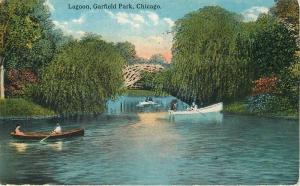 Boats 1916 CHICAGO ILLINOIS Lagoon Garfield Park Rigot postcard 4269