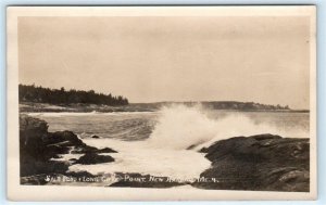 RPPC NEW HARBOR, Maine ME ~ Waves SALT POND & LONG COVE POINT 1924  Postcard