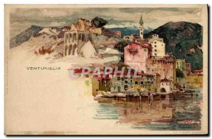 Old Postcard Italy Illustrator Ventimiglia