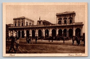 Central Train Station NAPLES Italy Vintage Postcard A294