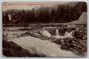 Fort Kent ME Dam On Fish River At Fort Kent Mill Company 1915 Postcard A40