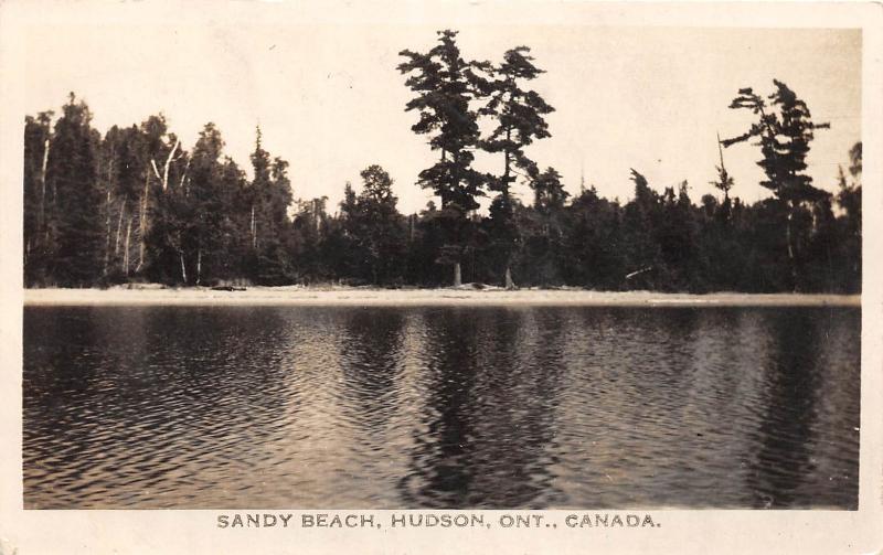 E63/ Hudson Ontario Canada RPPC Postcard c40s Sandy Beach Lake