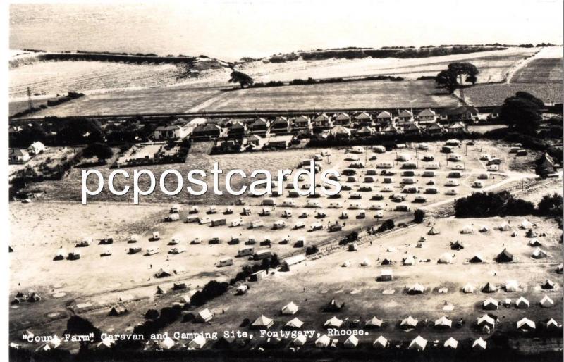 Real Photo Postcard of Fontygary from the Air - Caravan and Camp Site Court Farm