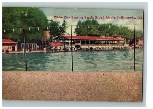 Postal de 1912 blanco ciudad de baño Nadar Playa amplia Ondulación Indianapolis en piscina publicado 