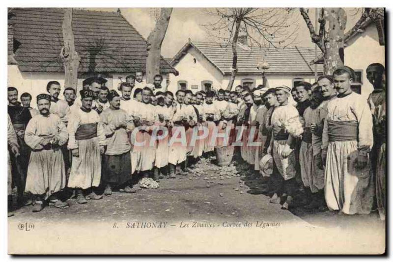 Postcard Old Army Sathonay The Zouaves Corvee vegetables