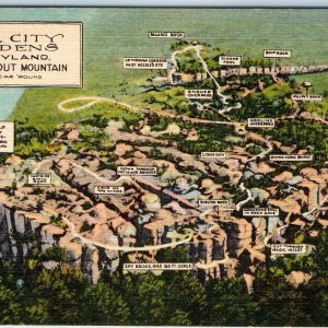 1935 Lookout Mountain, GA Fairyland Map Rock City Gardens Advertising Teich A228