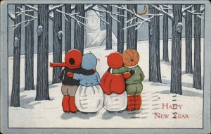 New Year Children Woods Pauli Ebner Unsigned c1910 Postcard