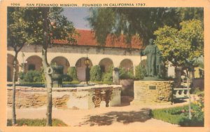 Los Angeles California San Fernando Mission Linen Postcard Unused