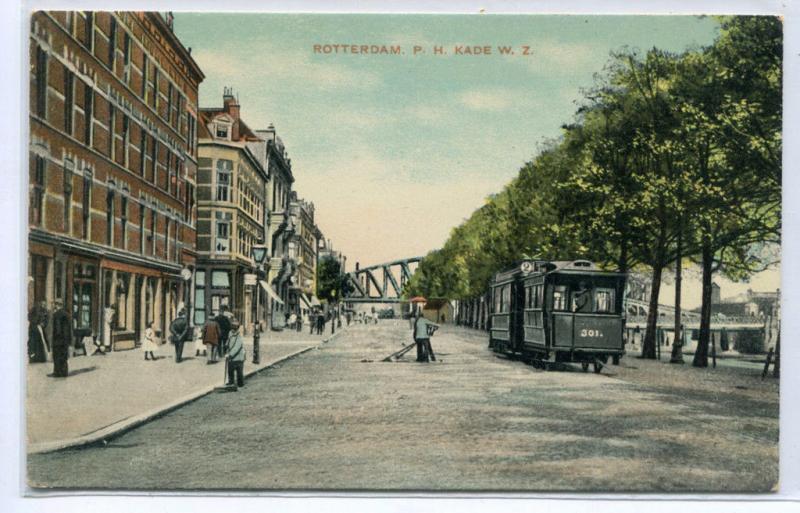 Streetcar Tram P H Kade W Z Rotterdam Netherlands 1910c postcard