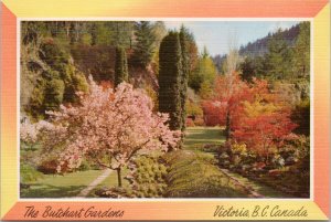 The Butchart Gardens Victoria BC Vintage Linen Postcard F44