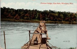 Pontoon Bridge Elm Park Winnipeg Manitoba c1919 Brookdale MB Cancel Postcard H24