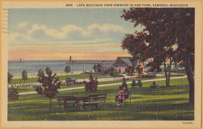 Kenosha, WIS., Lake Michigan from Simmons Park - 1950