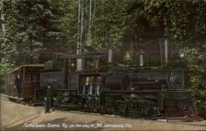 MKt. Tamalpais CA Scenic RR Train & Conductor Close-Up c1910 Postcard