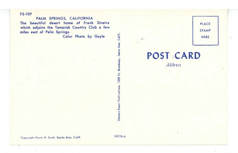 CA - Palm Springs. Frank Sinatra's Home