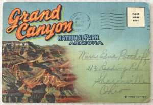 Fred Harvey Grand Canyon National Park Arizona 12 Postcard Souvenir Folder 1954