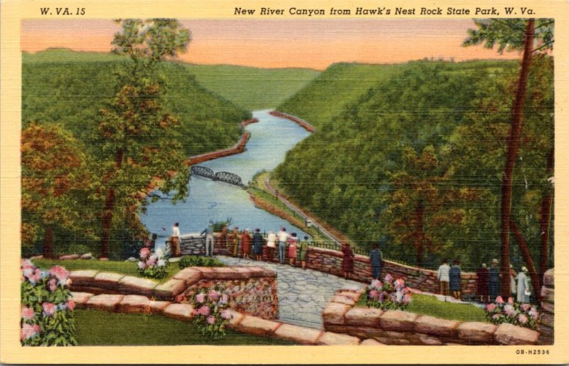 Postcard WV New River Canyon from Hawk's Nest Rock State Park