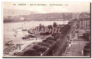 Switzerland Geneve Old Postcard Quai du Mont Blanc Walks