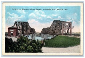 c1910's Memphis And Harrihan Bridge Scene Spanning MS River Memphis TN Postcard