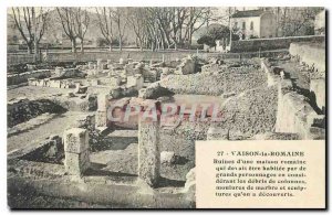 Old Postcard Vaison la Romaine ruins t of a Roman house that was to be hab