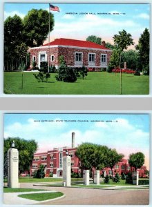 2 Postcards MOORHEAD, Minnesota MN~ American Legion Hall & STATE TEACHER COLLEGE