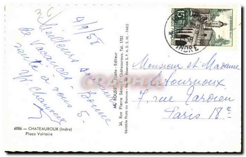 Modern Postcard Chateauroux Place Voltaire Train