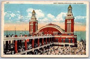 Vtg Chicago Illinois IL East Towers Municipal Pier 1920s View Postcard