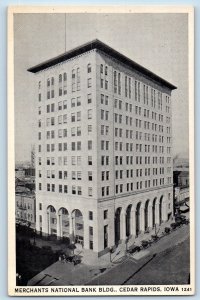 Cedar Rapids Iowa IA Postcard Merchants National Bank Building Exterior c1920's