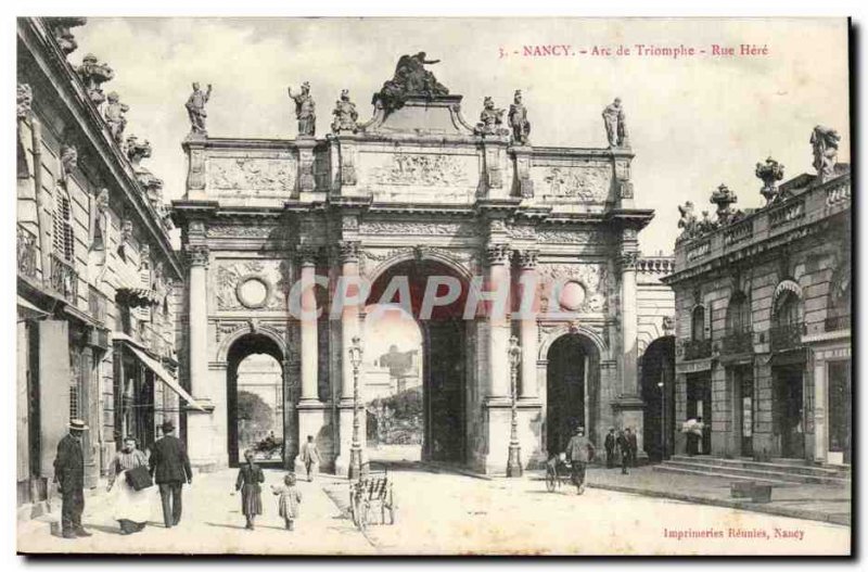 Nancy Old Postcard Triumphal Arch Street Here