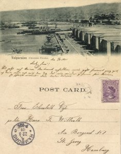 chile, VALPARAISO, Almacenes Fiscales, Fiscal Warehouses, Harbor (1901) Postcard