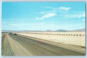 Utah UT Postcard Bonneville Salt Flats Speedway Exterior View Road c1960 Vintage