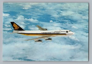 Aviation Airplane Postcard Singapore Airlines Boeing 747-300 Midair BI7