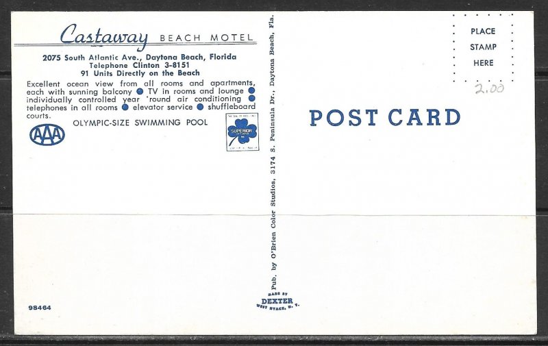 Florida, Daytona Beach - Castaway Beach Motel - [FL- 552]