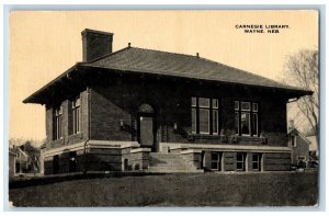 Wayne Nebraska NE Postcard Carnegie Library Building Exterior Scene 1917 Antique