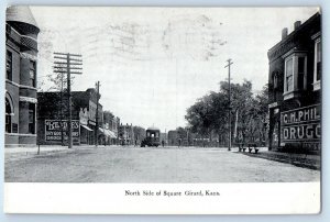 1909 Girard Kansas Postcard North Side Square Streetcar Store Trolley Building